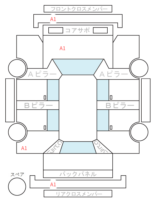 Body condition diagram (damage marks, Japanese labels)