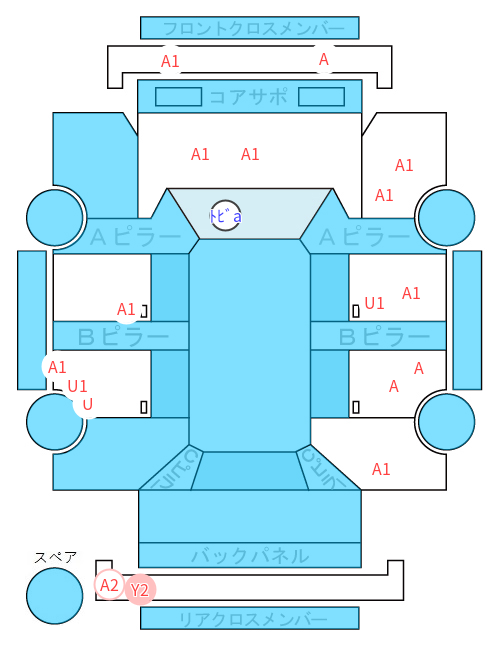 Body condition diagram (damage marks, Japanese labels)