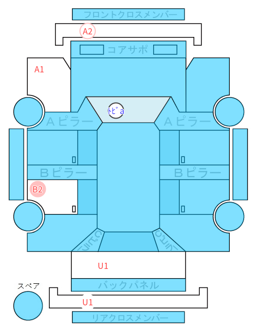Body condition diagram (damage marks, Japanese labels)