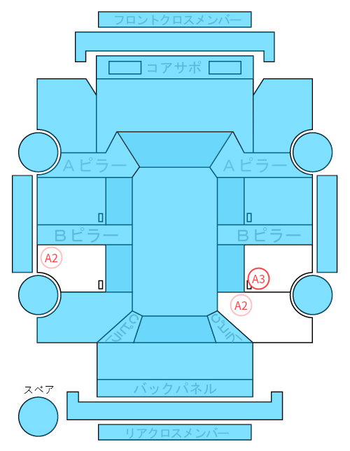 Body condition diagram (damage marks, Japanese labels)