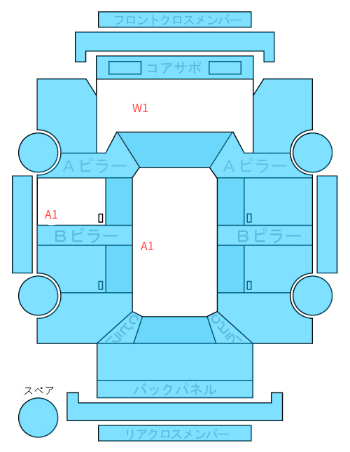 Body condition diagram (damage marks, Japanese labels)