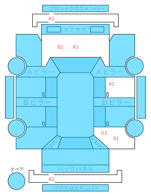 Body condition diagram (damage marks, Japanese labels)