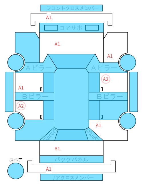 Body condition diagram (damage marks, Japanese labels)