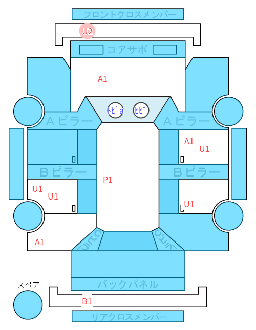 Body condition diagram (damage marks, Japanese labels)