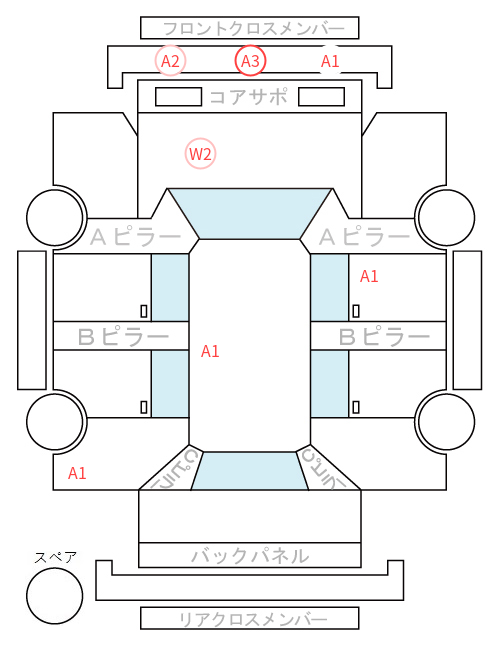 Body condition diagram (damage marks, Japanese labels)