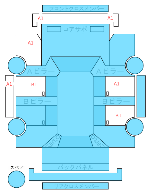 Body condition diagram (damage marks, Japanese labels)