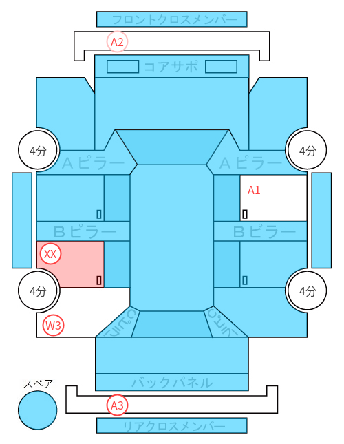 Body condition diagram (damage marks, Japanese labels)