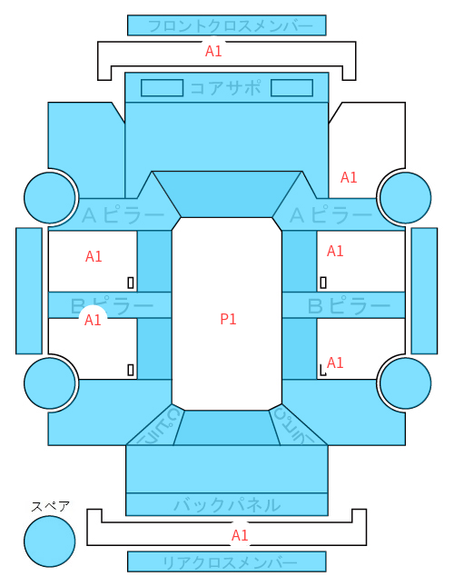 Body condition diagram (damage marks, Japanese labels)