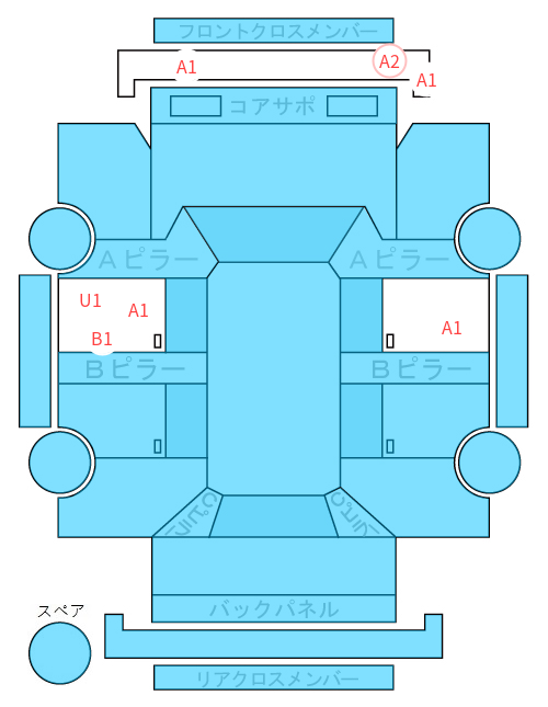 Body condition diagram (damage marks, Japanese labels)