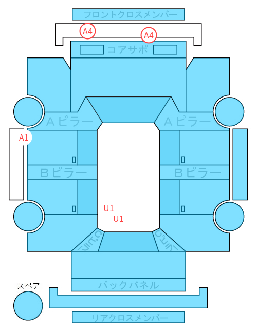 Body condition diagram (damage marks, Japanese labels)