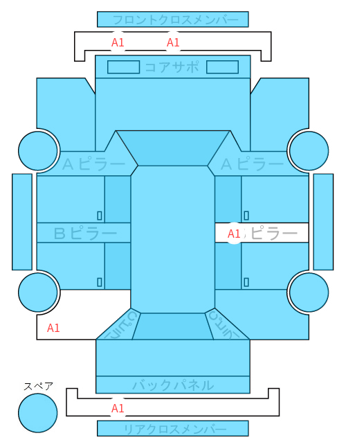 Body condition diagram (damage marks, Japanese labels)