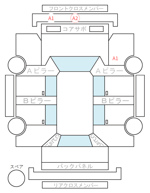 Body condition diagram (damage marks, Japanese labels)