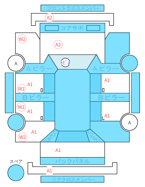 Body condition diagram (damage marks, Japanese labels)