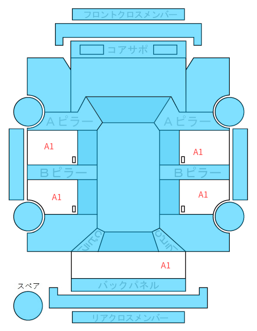 Body condition diagram (damage marks, Japanese labels)