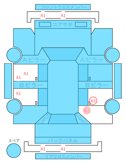 Body condition diagram (damage marks, Japanese labels)