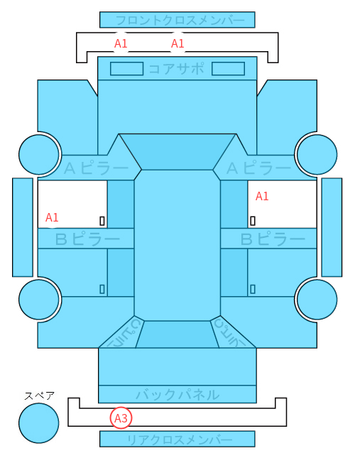 Body condition diagram (damage marks, Japanese labels)