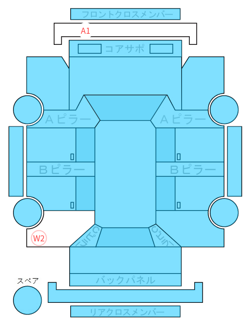 Body condition diagram (damage marks, Japanese labels)