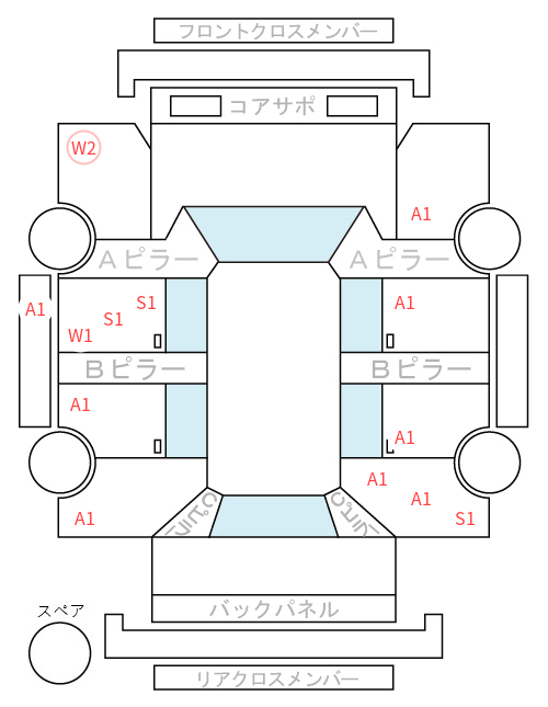 Body condition diagram (damage marks, Japanese labels)