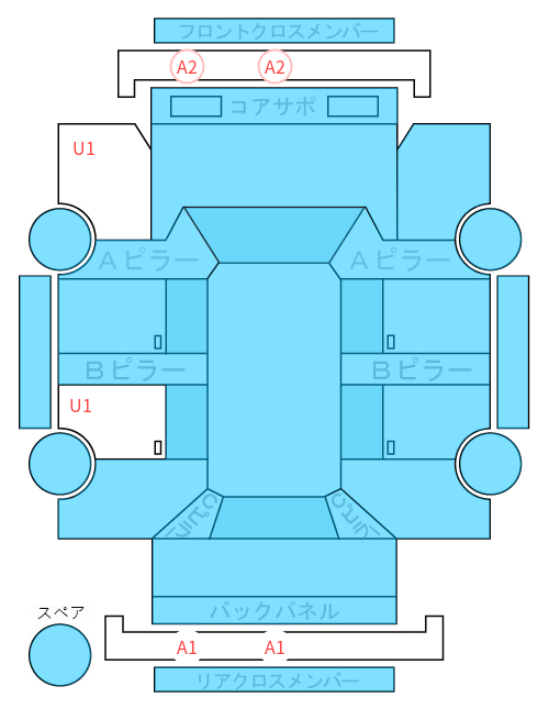 Body condition diagram (damage marks, Japanese labels)