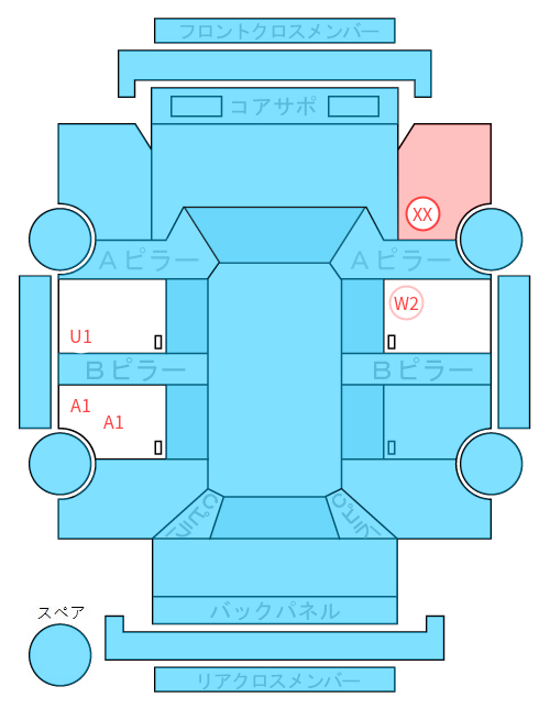 Body condition diagram (damage marks, Japanese labels)