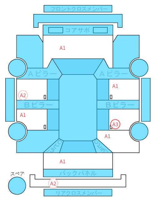 Body condition diagram (damage marks, Japanese labels)