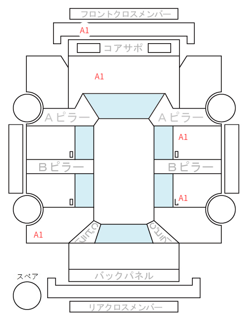Body condition diagram (damage marks, Japanese labels)