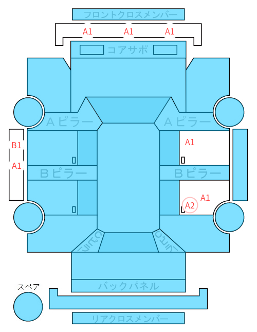 Body condition diagram (damage marks, Japanese labels)