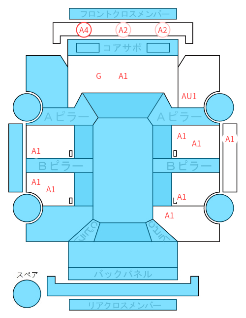 Body condition diagram (damage marks, Japanese labels)