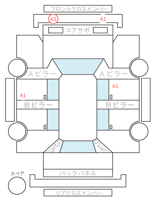 Body condition diagram (damage marks, Japanese labels)
