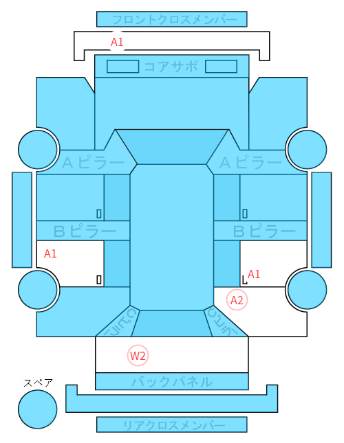Body condition diagram (damage marks, Japanese labels)