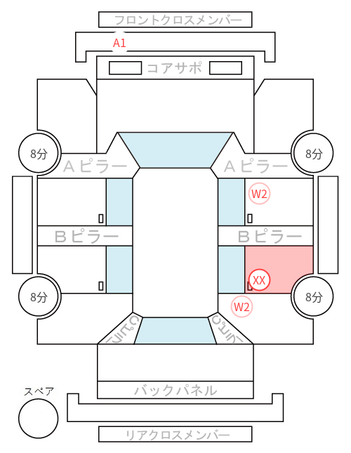 Body condition diagram (damage marks, Japanese labels)