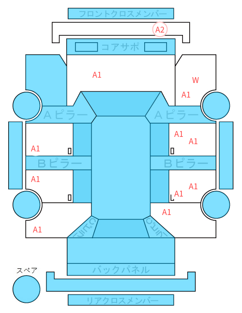 Body condition diagram (damage marks, Japanese labels)