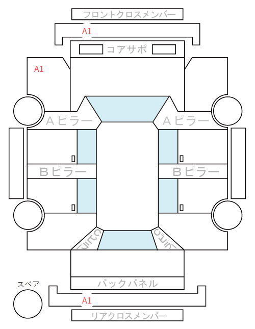 Body condition diagram (damage marks, Japanese labels)