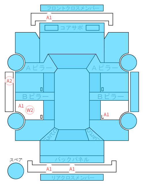 Body condition diagram (damage marks, Japanese labels)