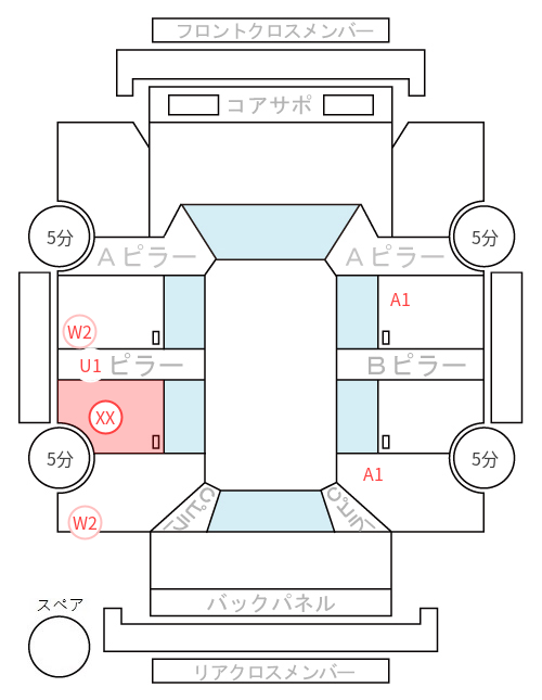 Body condition diagram (damage marks, Japanese labels)