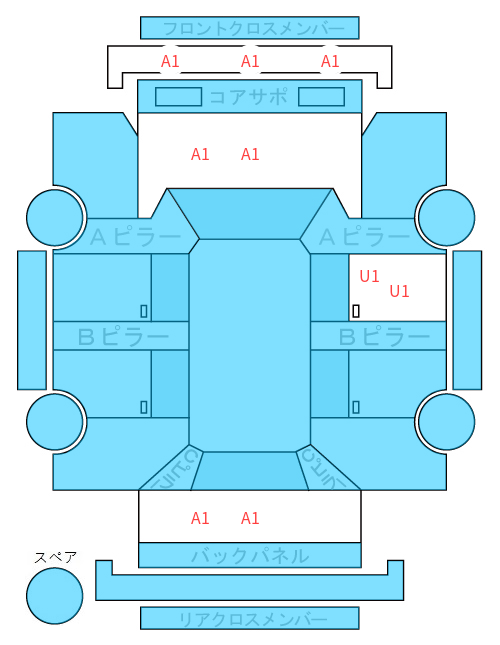 Body condition diagram (damage marks, Japanese labels)