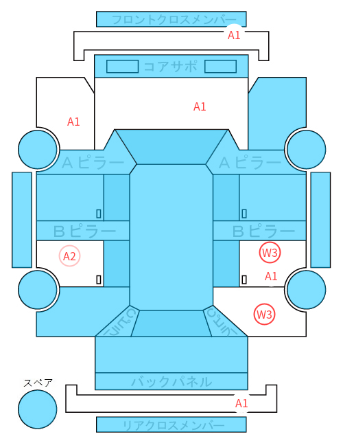 Body condition diagram (damage marks, Japanese labels)