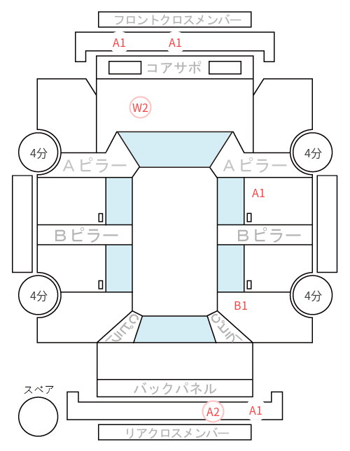 Body condition diagram (damage marks, Japanese labels)