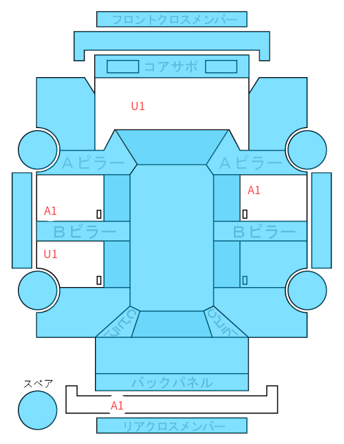 Body condition diagram (damage marks, Japanese labels)