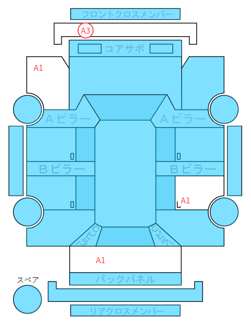 Body condition diagram (damage marks, Japanese labels)
