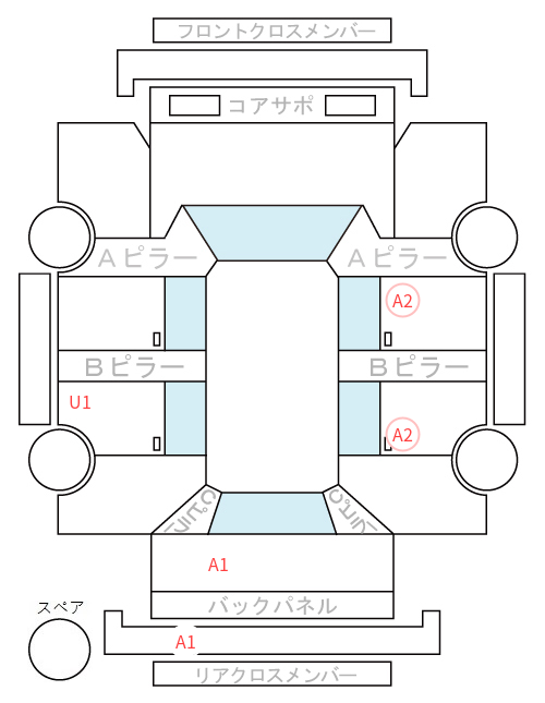Body condition diagram (damage marks, Japanese labels)