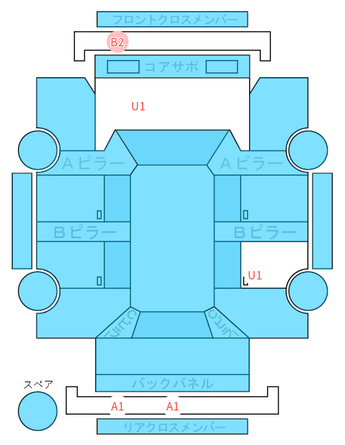 Body condition diagram (damage marks, Japanese labels)
