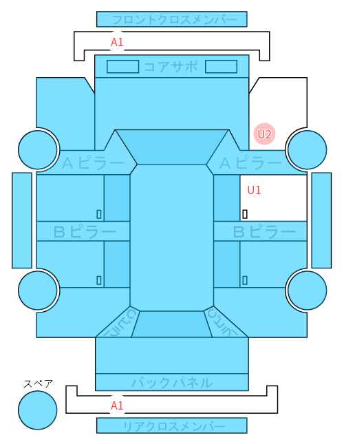 Body condition diagram (damage marks, Japanese labels)