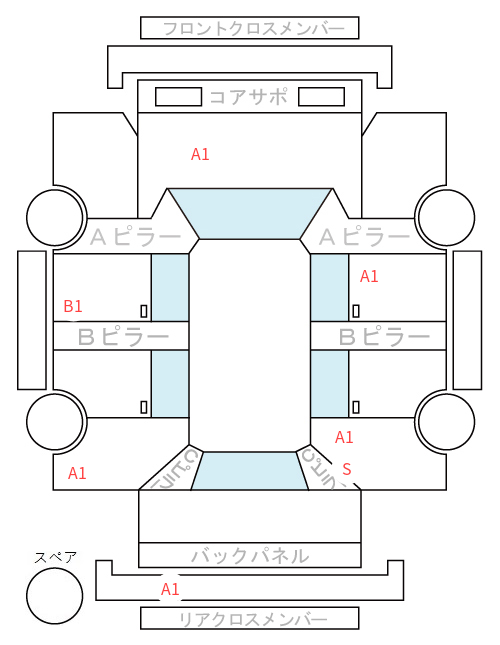 Body condition diagram (damage marks, Japanese labels)