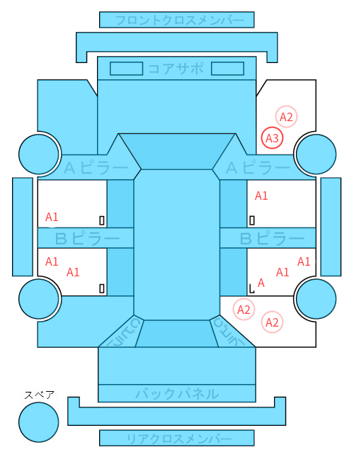 Body condition diagram (damage marks, Japanese labels)