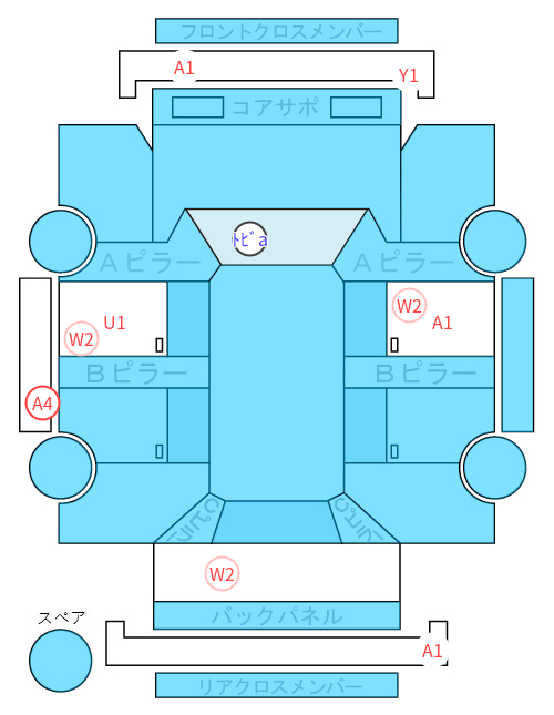 Body condition diagram (damage marks, Japanese labels)