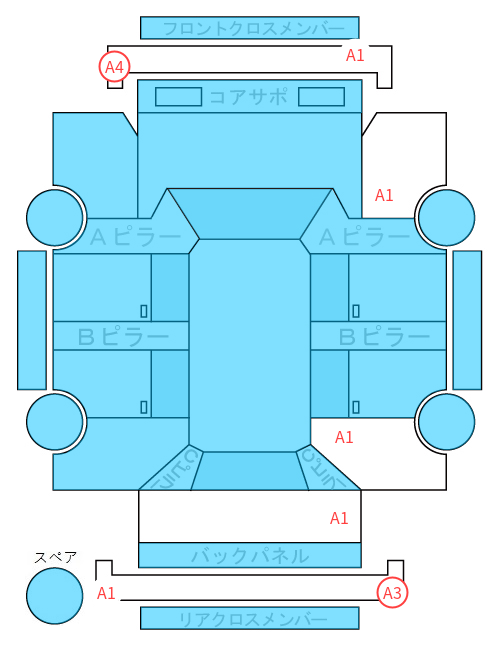 Body condition diagram (damage marks, Japanese labels)