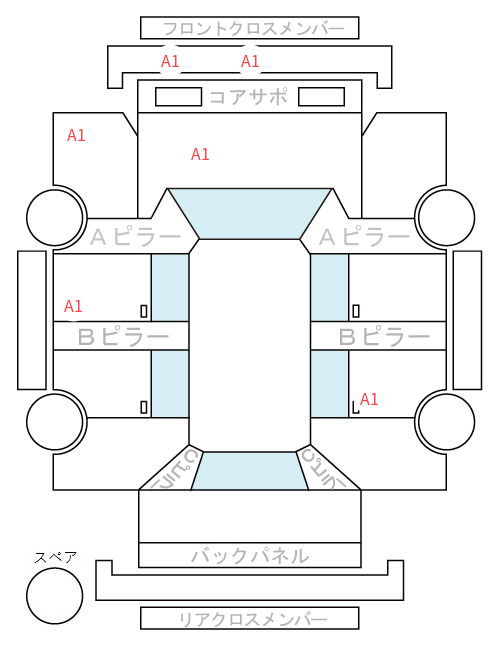 Body condition diagram (damage marks, Japanese labels)
