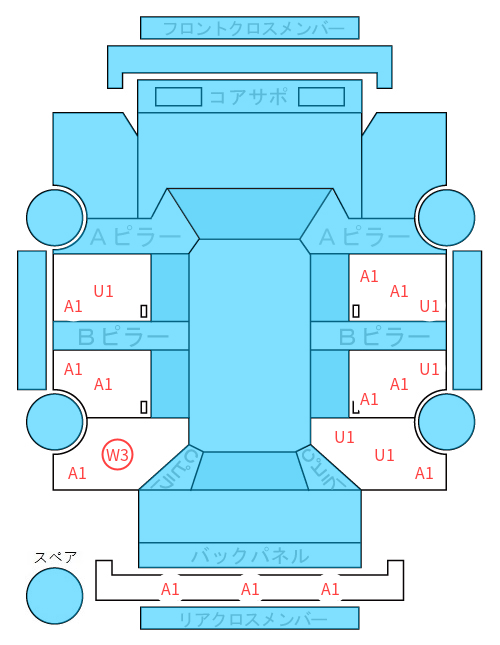 Body condition diagram (damage marks, Japanese labels)