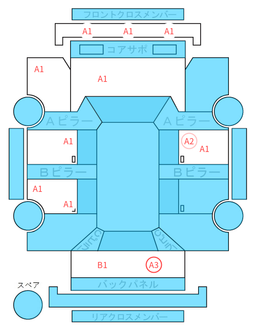 Body condition diagram (damage marks, Japanese labels)